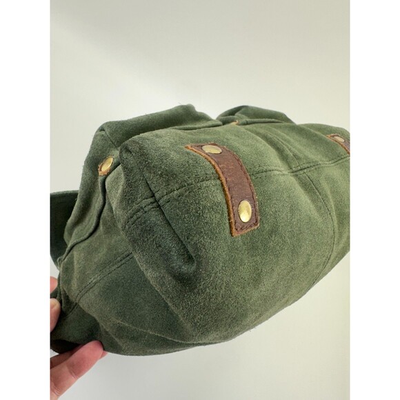 Mo And Co Bags Green Suede Crossbody Leather Messenger Purse Flap Pocket Quality - Picture 9 of 15